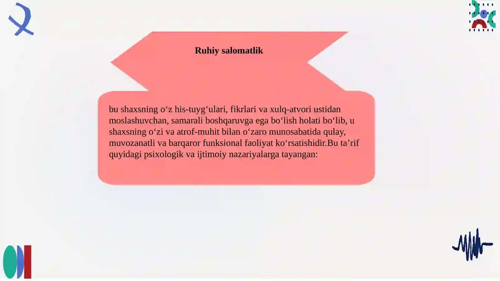RUHIY SALOMATLIKTUSHUNCHASI,MEZONLARI. RUHLY SALOMATLIK OMILLARI 2
