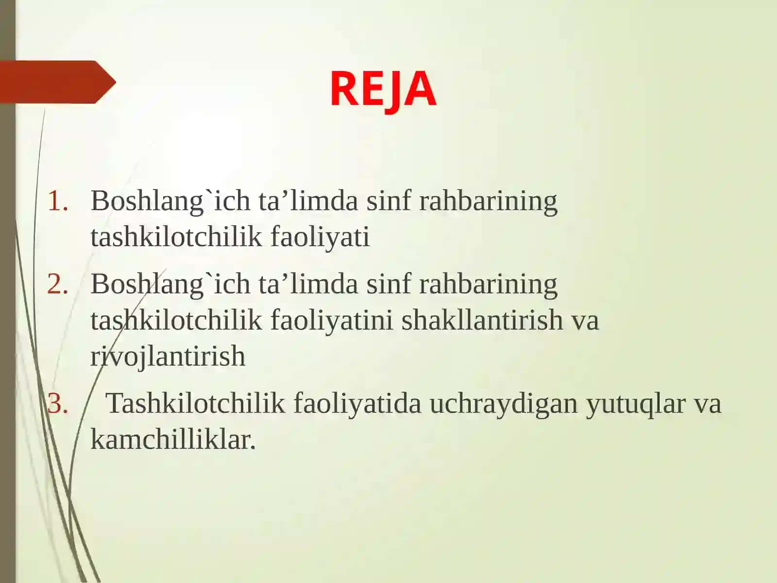 Boshlang`ich ta’limda sinf rahbarining tashkilotchilik faoliyati 2