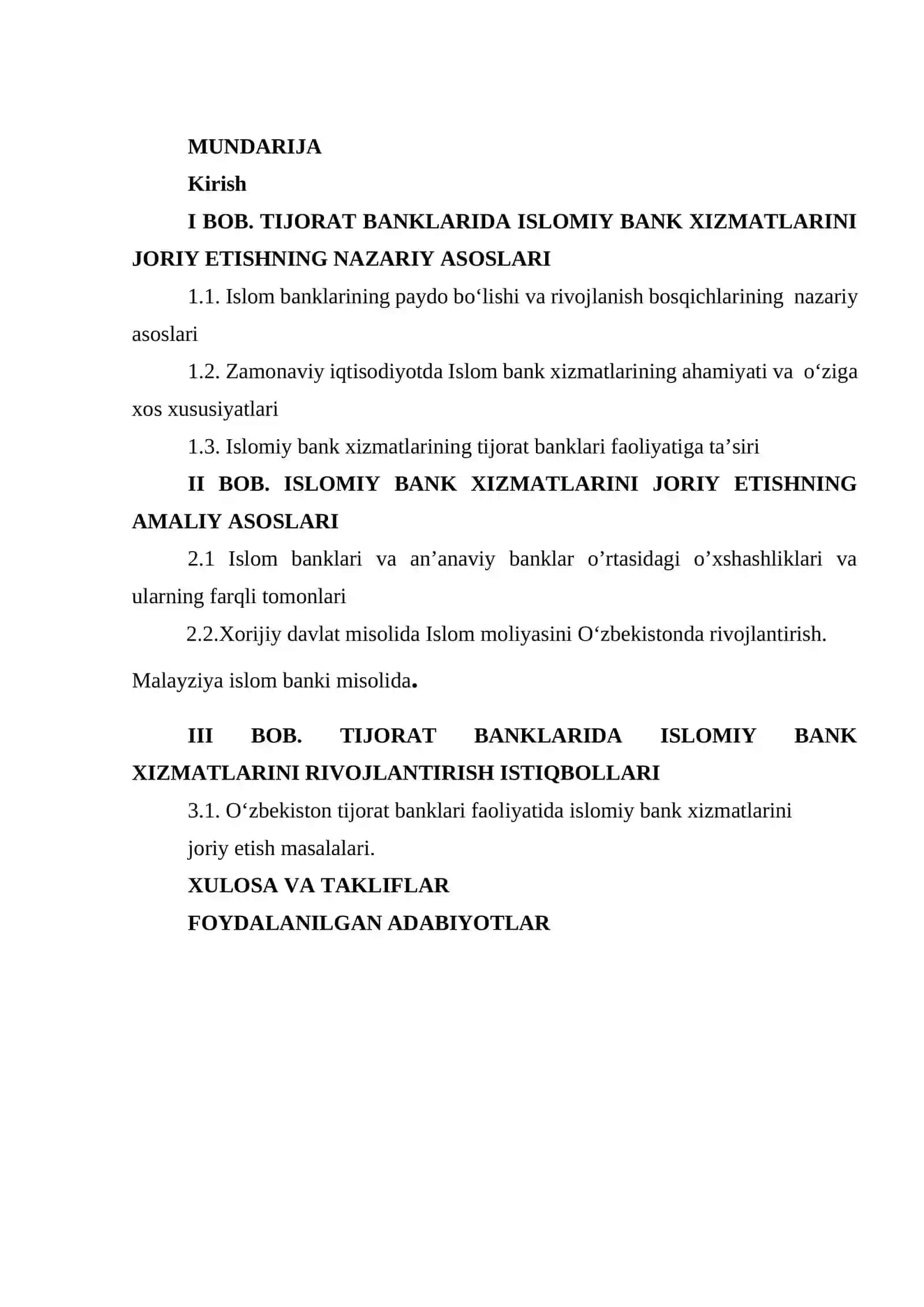 Tijorat banklarida islom bank hizmatlarini joriy etish 2