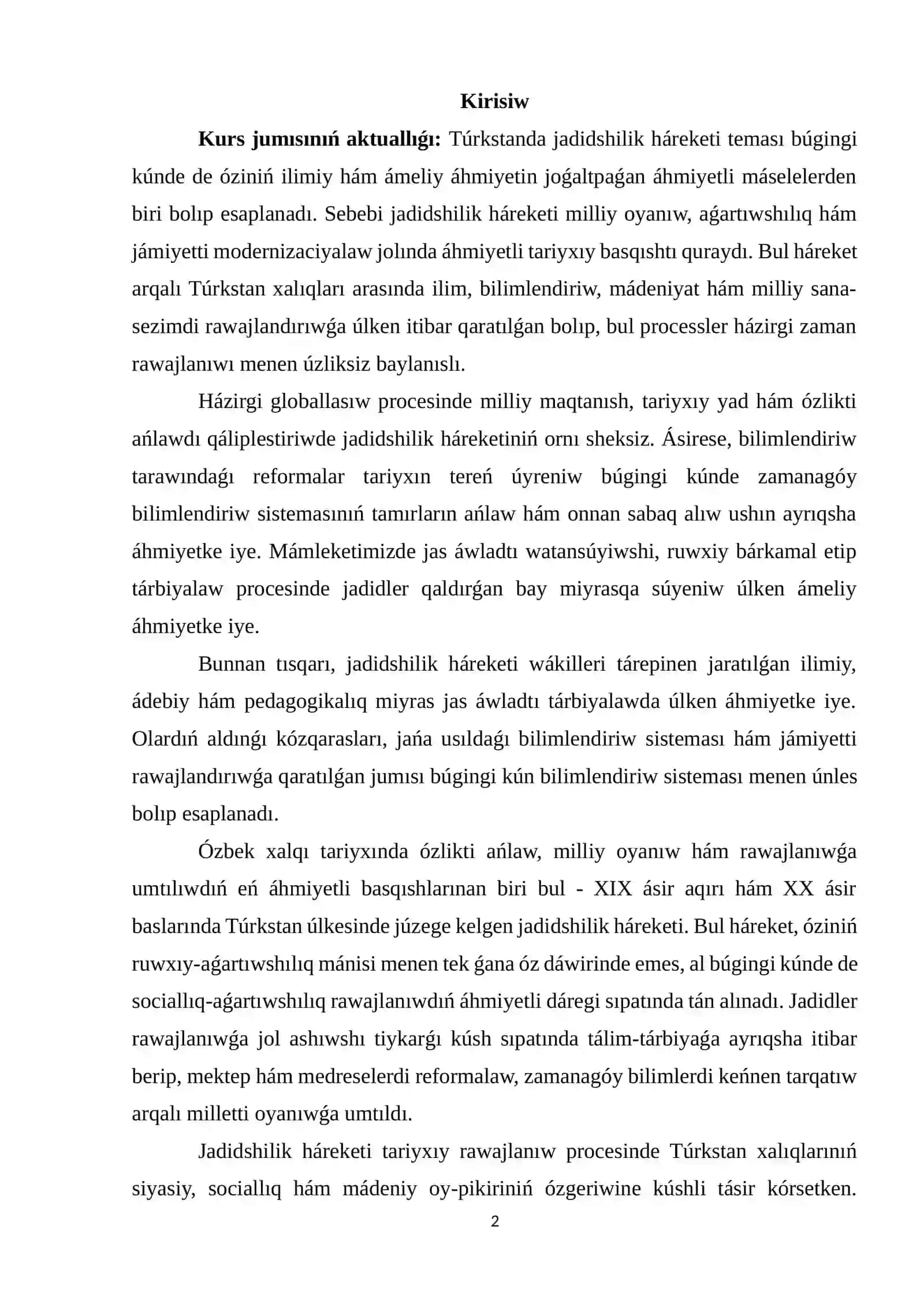 JADIDSHILIK HÁREKETINIŃ QÁLIPLESIWI HÁM RAWAJLANIW FAKTORLARI 2