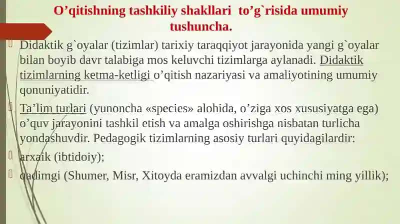 TA’LIMNING TASHKILIY SHAKLLARI VA METODLARI 2