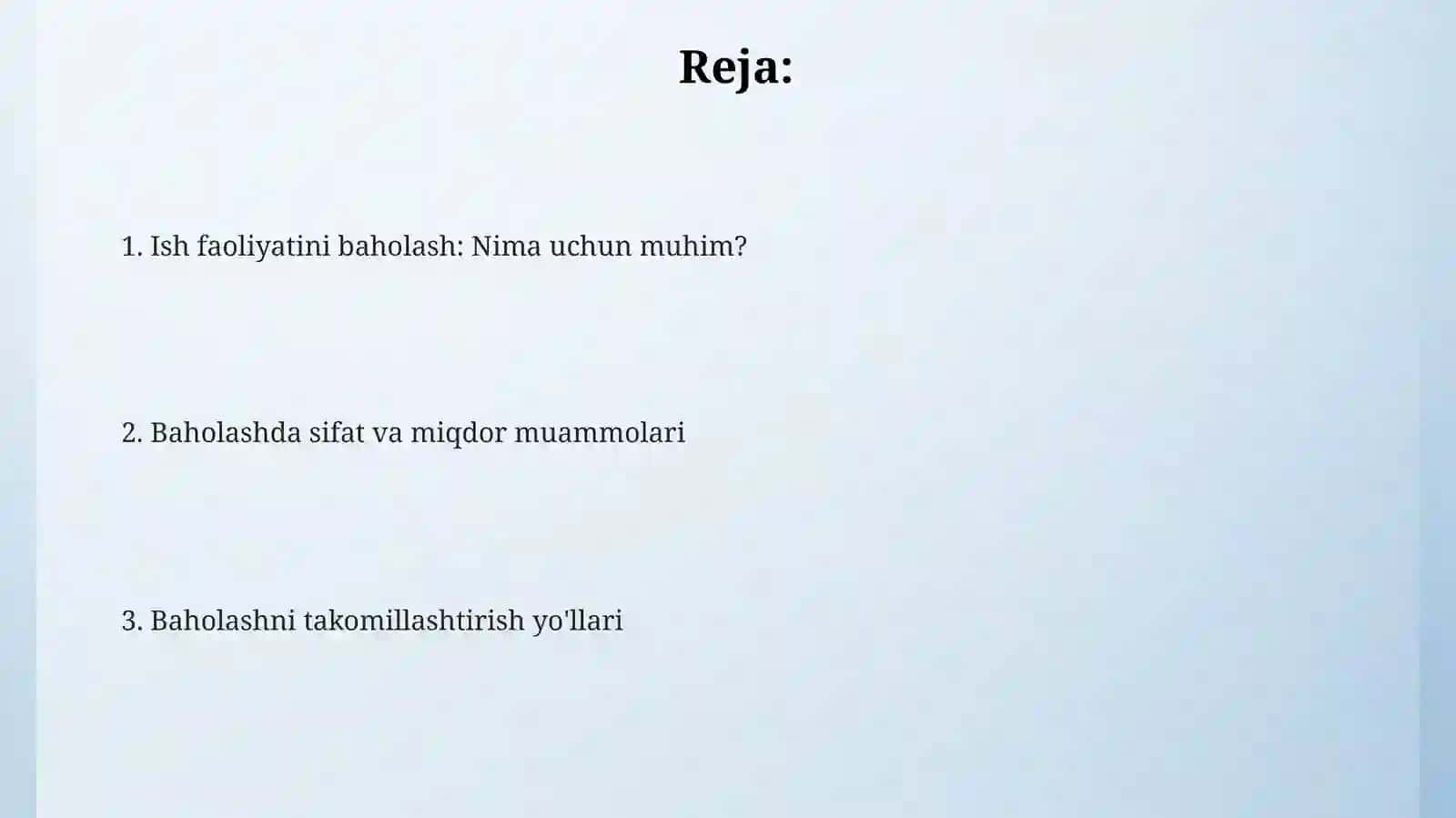 Ish faoliyatini baholashning ahamiyati 2