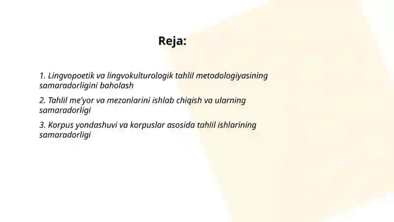 Matnlarning lingvopoetik va lingvokulturologik tahlil qilish borasidagi ishlar samaradorligi 2