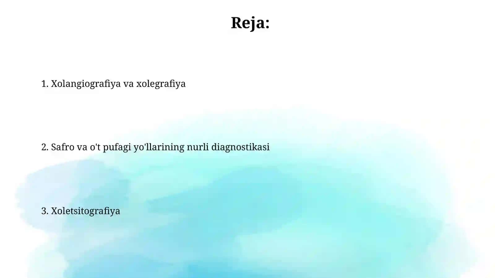Jigar va o’t yo’llarining nurli diagnostikasi. Xolesistografiya, Xoleangiografiya va Xolegrafiya 2
