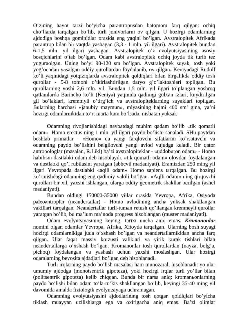Odam evolyutsiyasi. 2