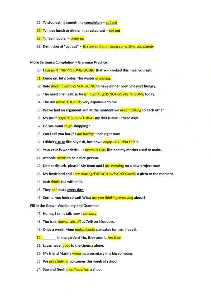 Vocabulary Exercises 2