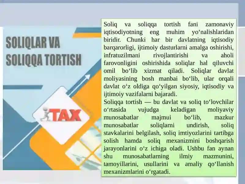Soliq va soliqqa tortish faniga kirish 2