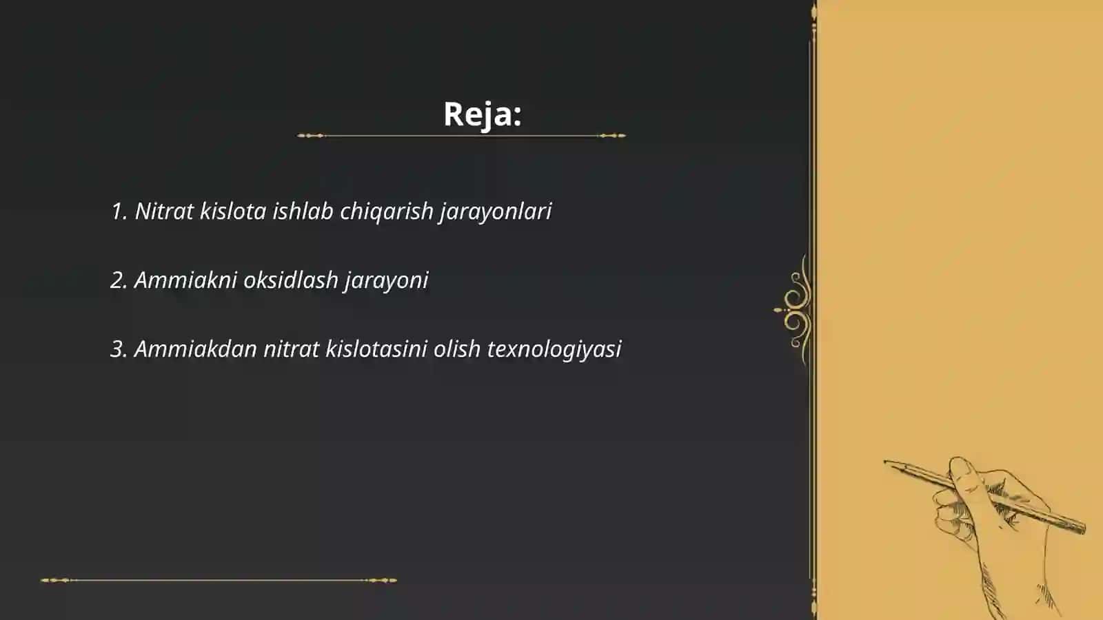 Nitrat kislota ishlab chiqarish texnalogiyasi mineral oʻgʻitlar 2