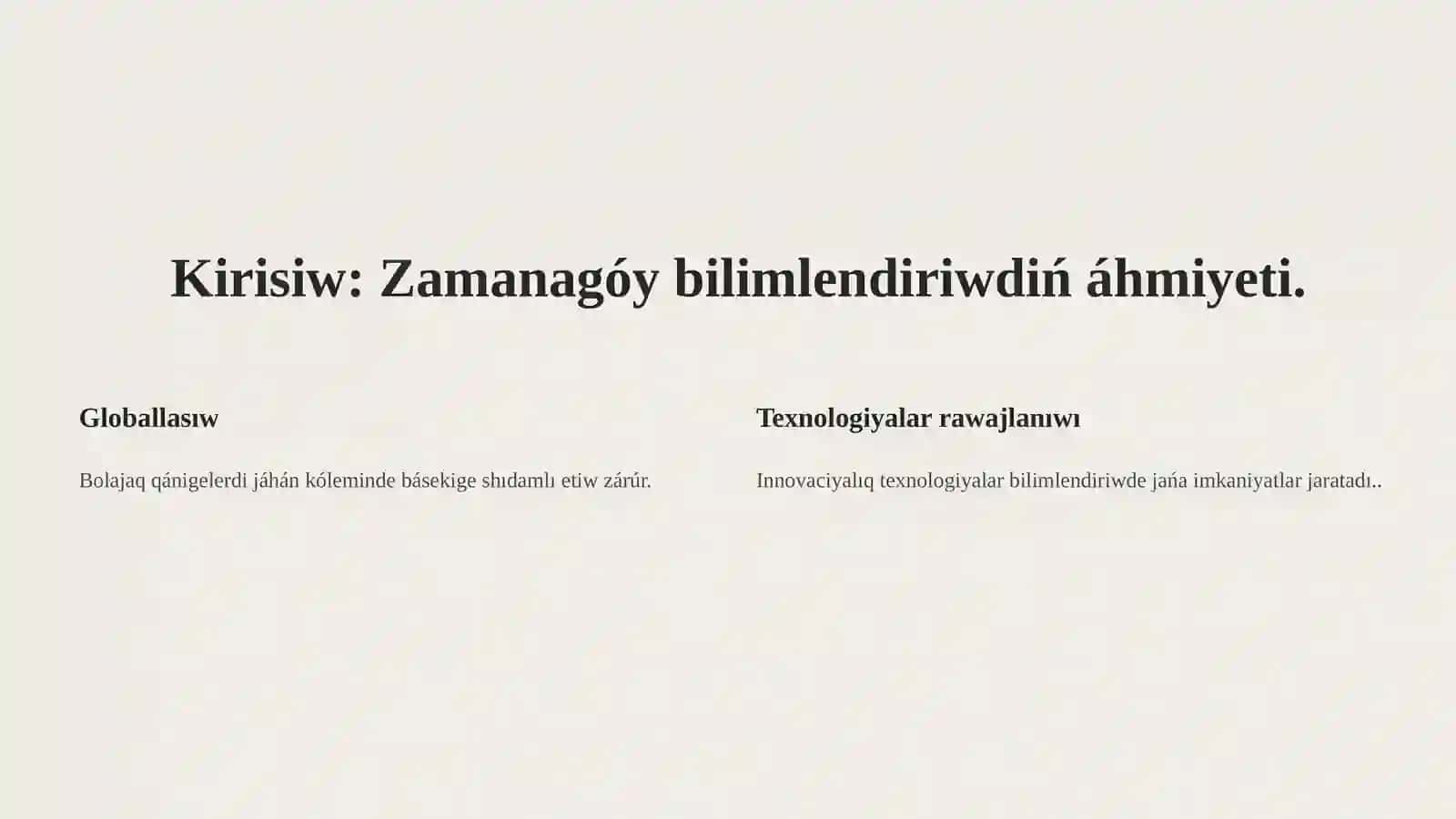 Bolajaq qánigelerdi tayarlawda innovaciyalıq texnologiyalar 2