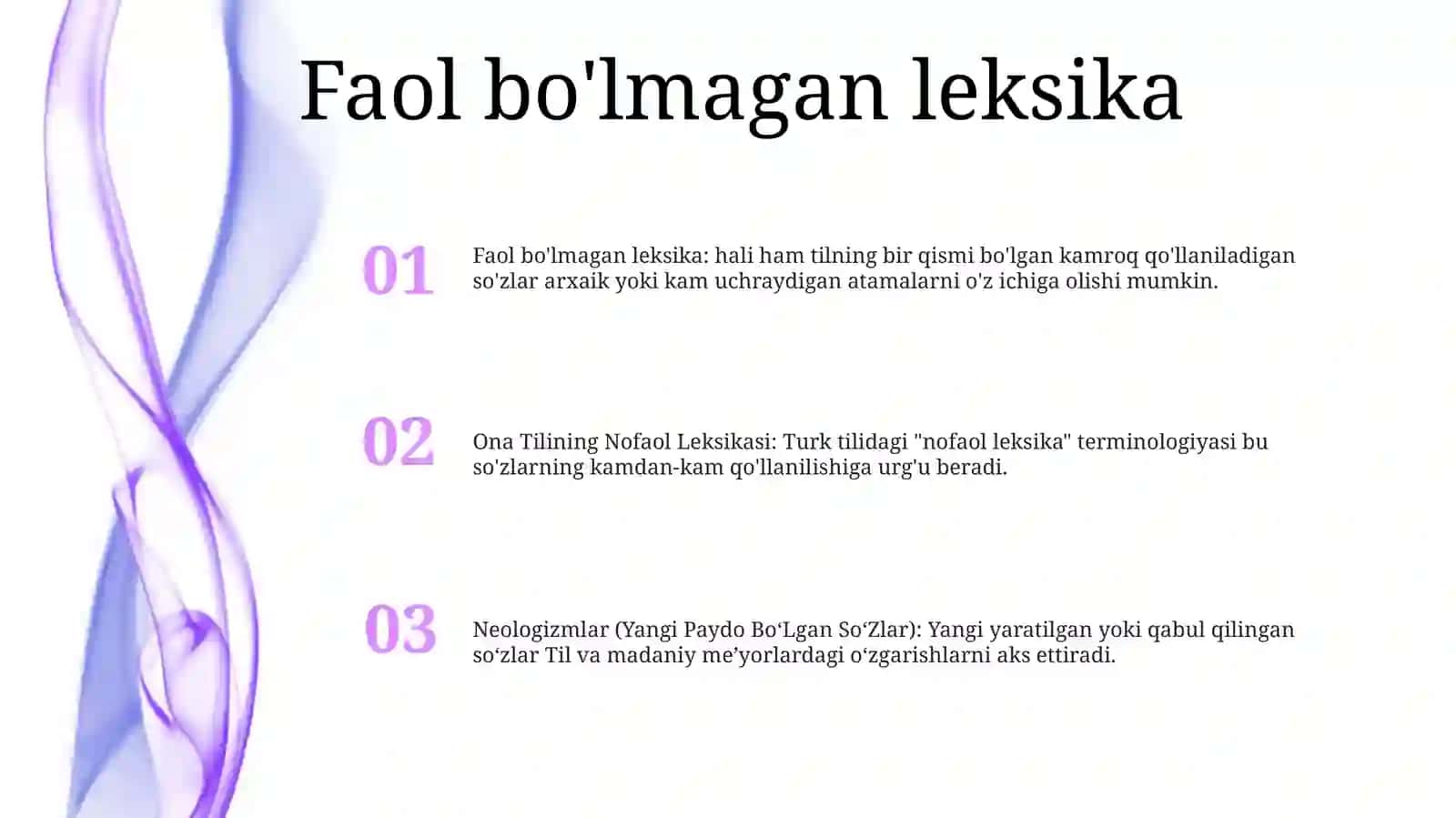 Ona Tilining Nofaol Leksikasi, Neologizmlar (Yangi Paydo BoʻLgan SoʻZlar) 2