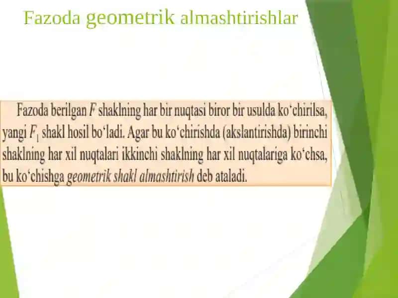 Fazoda geometrik almashtirishlar. Harakat va parallel ko‘chirish 2