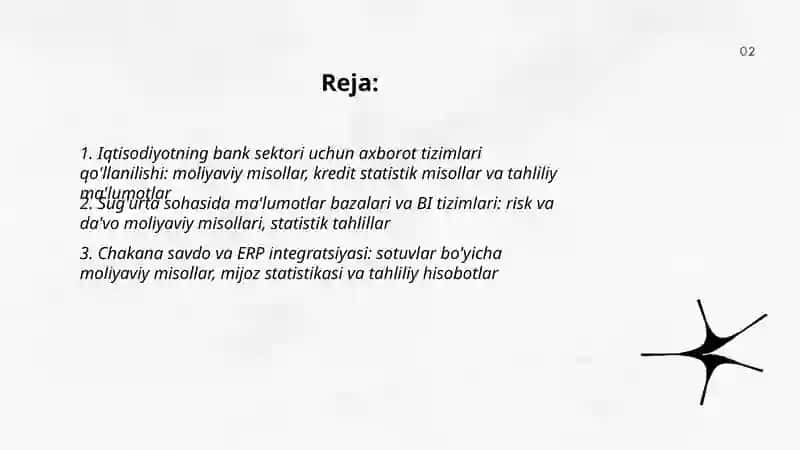 Iqtisodiyotning bank sektori uchun axborot tizimlari 2