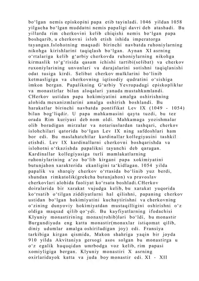 O’rta asrlar xristian cherkov va unga qarshi xarakatlar 2