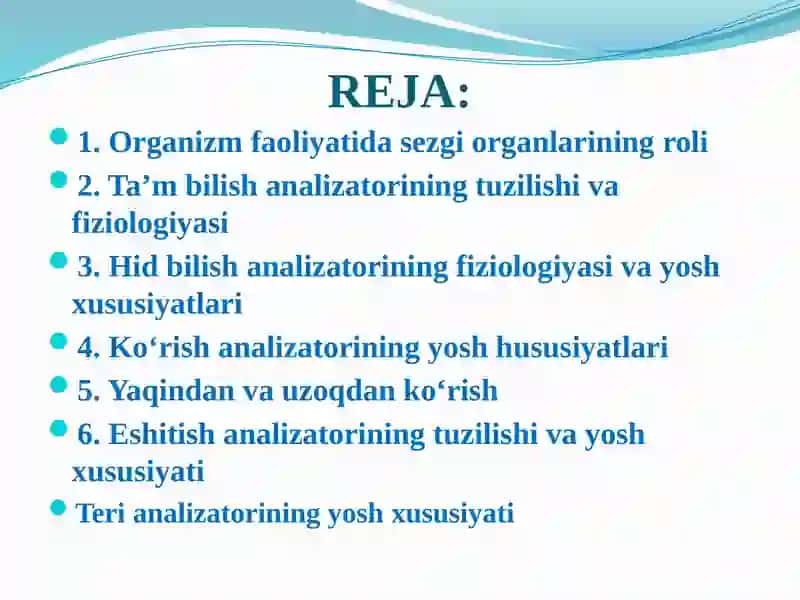 Analizatorlarning yoshga bog'liq xususiyatlari 2
