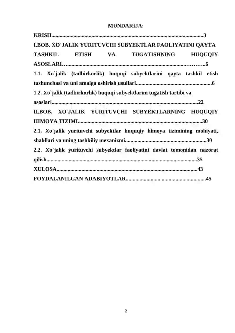 XO`JALIK YURITUVCHI SUBYEKTLAR FAOLIYATINI QAYTA TASHKIL ETISH TUSHUNCHASI VA USULLARI 2