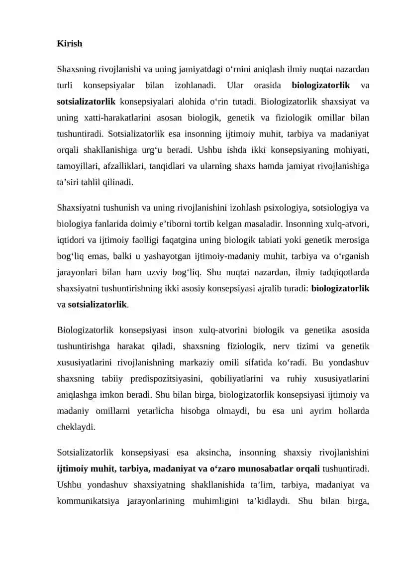 BIOLOGIZATORLIK VA SOTSIALIZATORLIK KONSEPSIYALARI 2