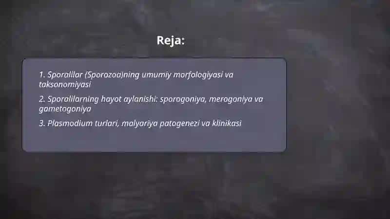 Sporalilar odam parazitlari 2