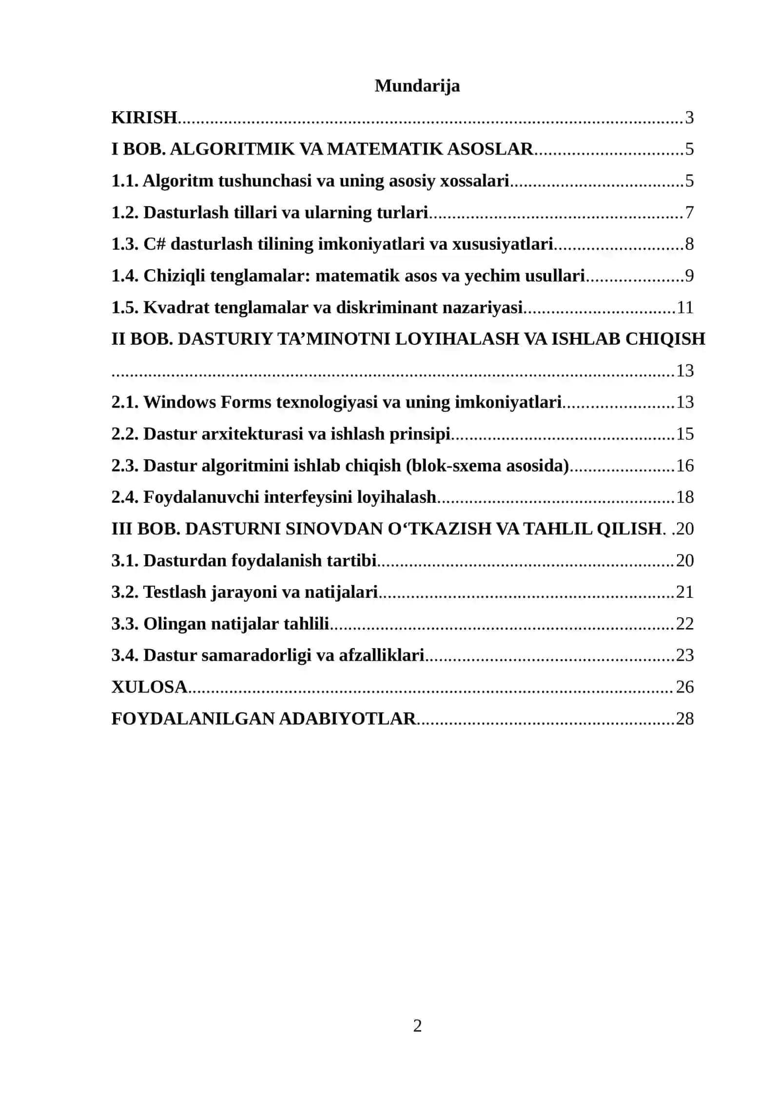 C# da kvadrat tenglama va chiziqli tenglamalar yechimini topuvchi dastur ishlab chiqish 2