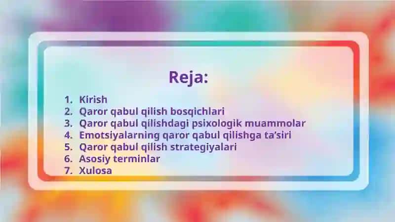 Tashkilot rahbarining boshqaruv qarorlarini qabul qilish muammosi 2