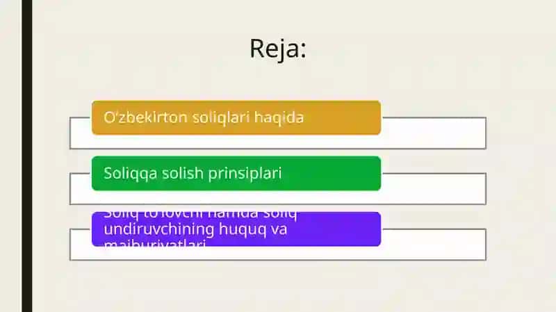 Soliq qator tortish tamoyillari faniga kirish 2