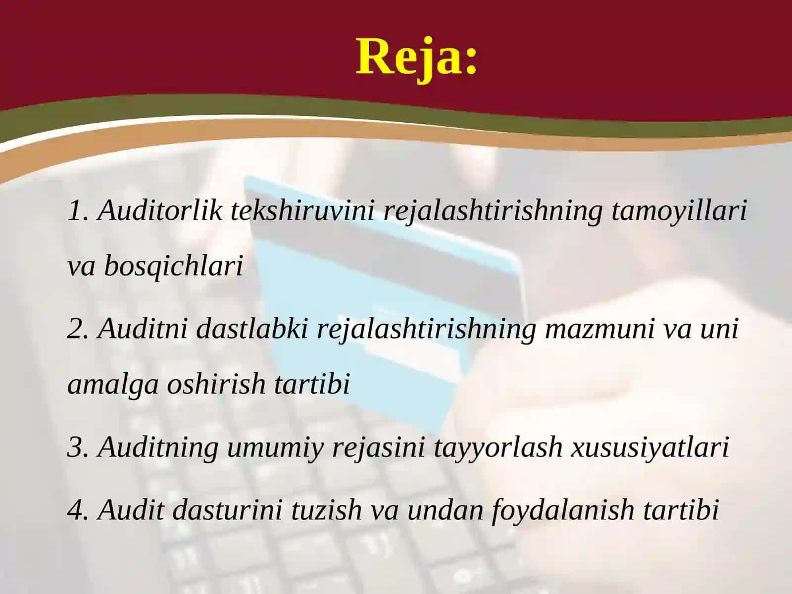 Auditorlik tekshiruvini rejalashtirish 2