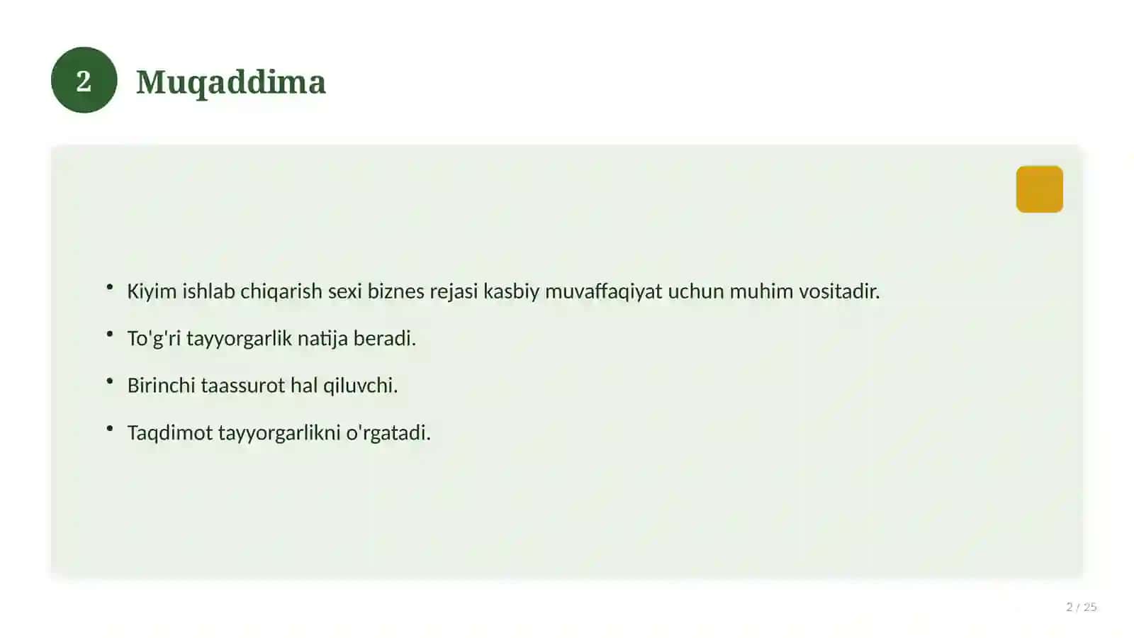 Kiyim ishlab chiqarish sexi biznes rejasi 2