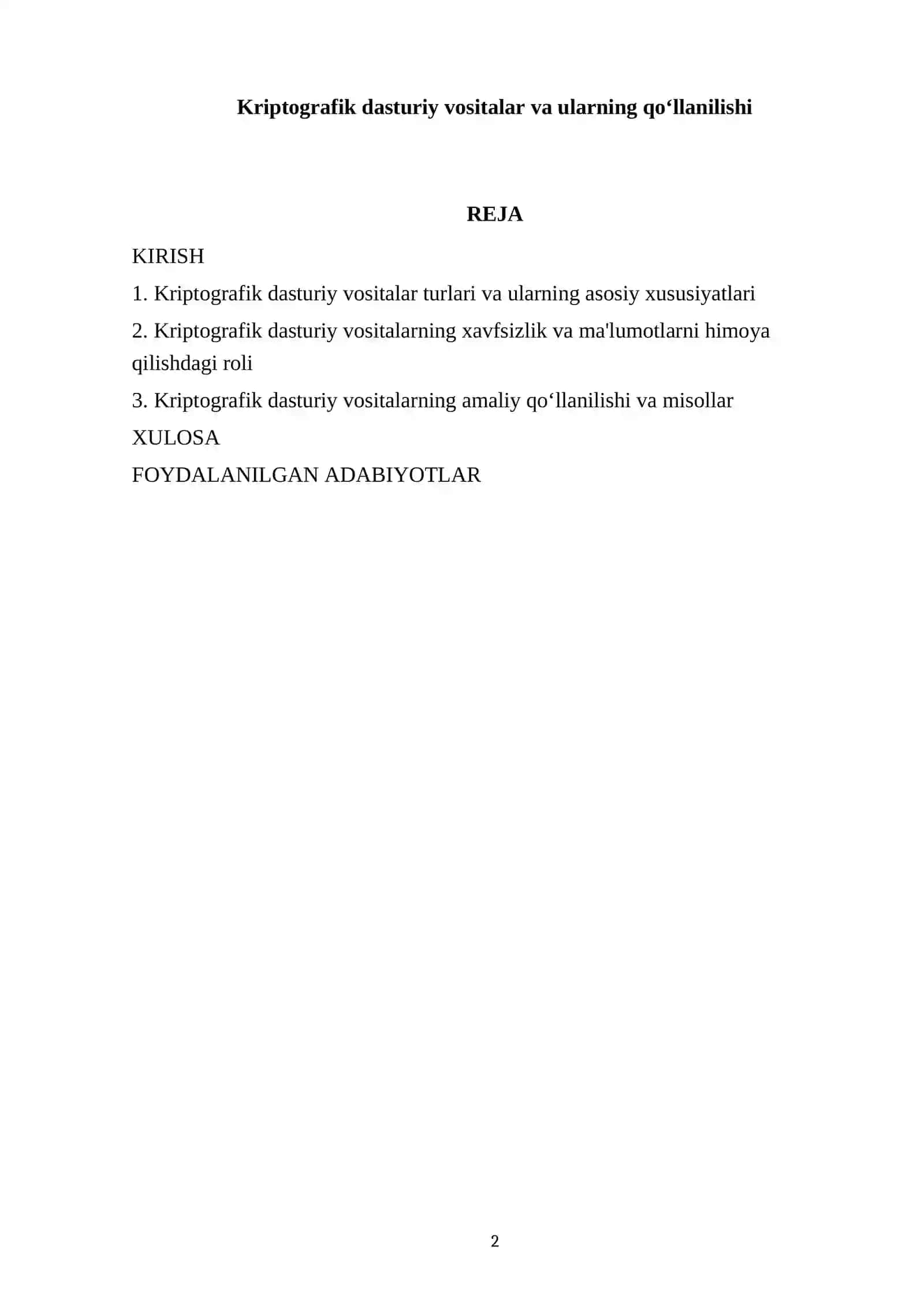 Kriptografik dasturiy vositalar va ularning qo‘llanilishi 2