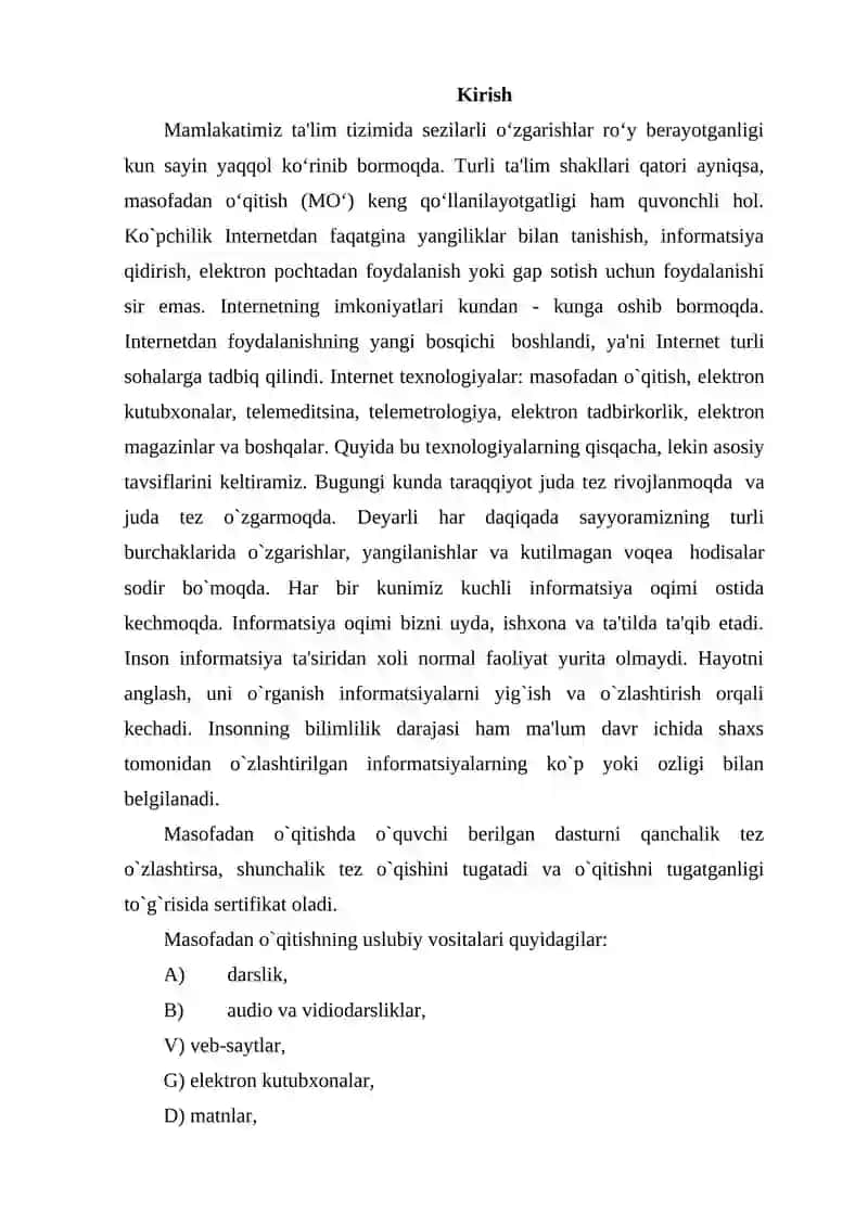 Masofaviy ta'lim tizimi xususiyatlari 2