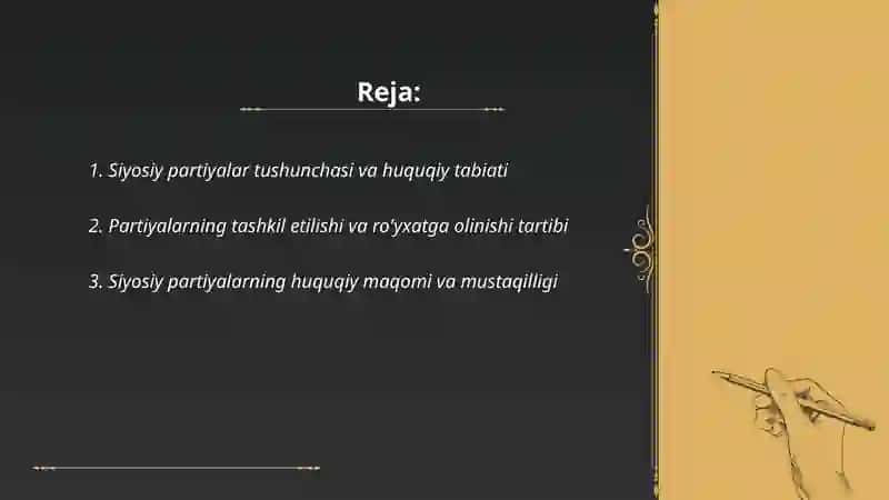 Siyosiy partiyalar faoliyatining huquqiy asoslari 2