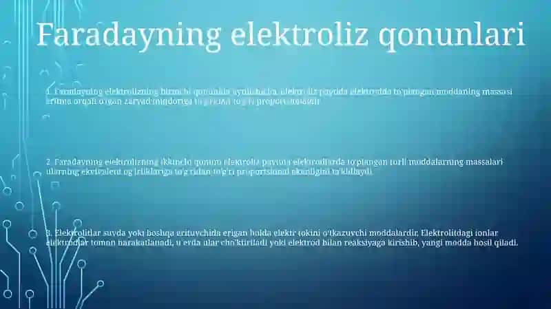 Elektrolitlar Elektr Toki.Faradey Qonunlari 2