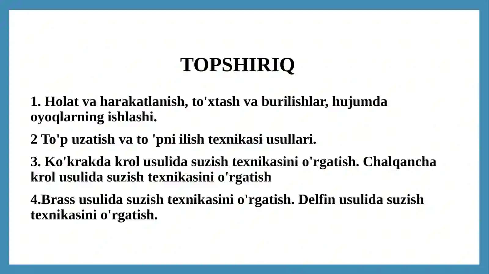 sportturlarini o'rgatish metodikasi basketbol suzish 2