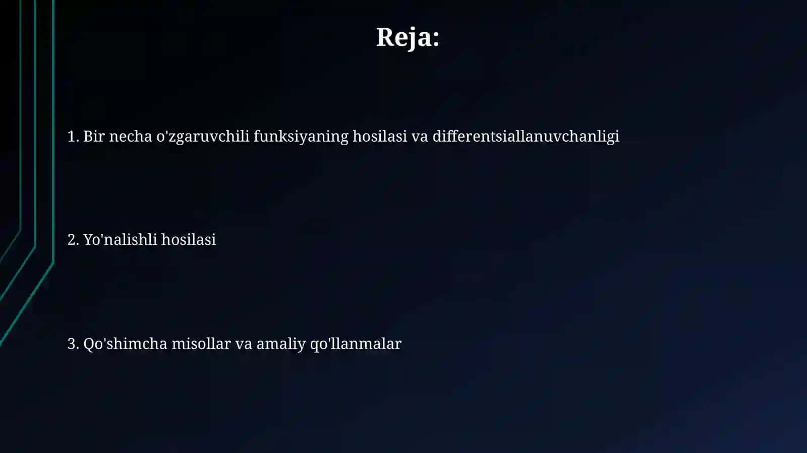 Funktsiyaning differentsialallanuvchanligi va yoʻnalishli hosilaning mavjudligi 2
