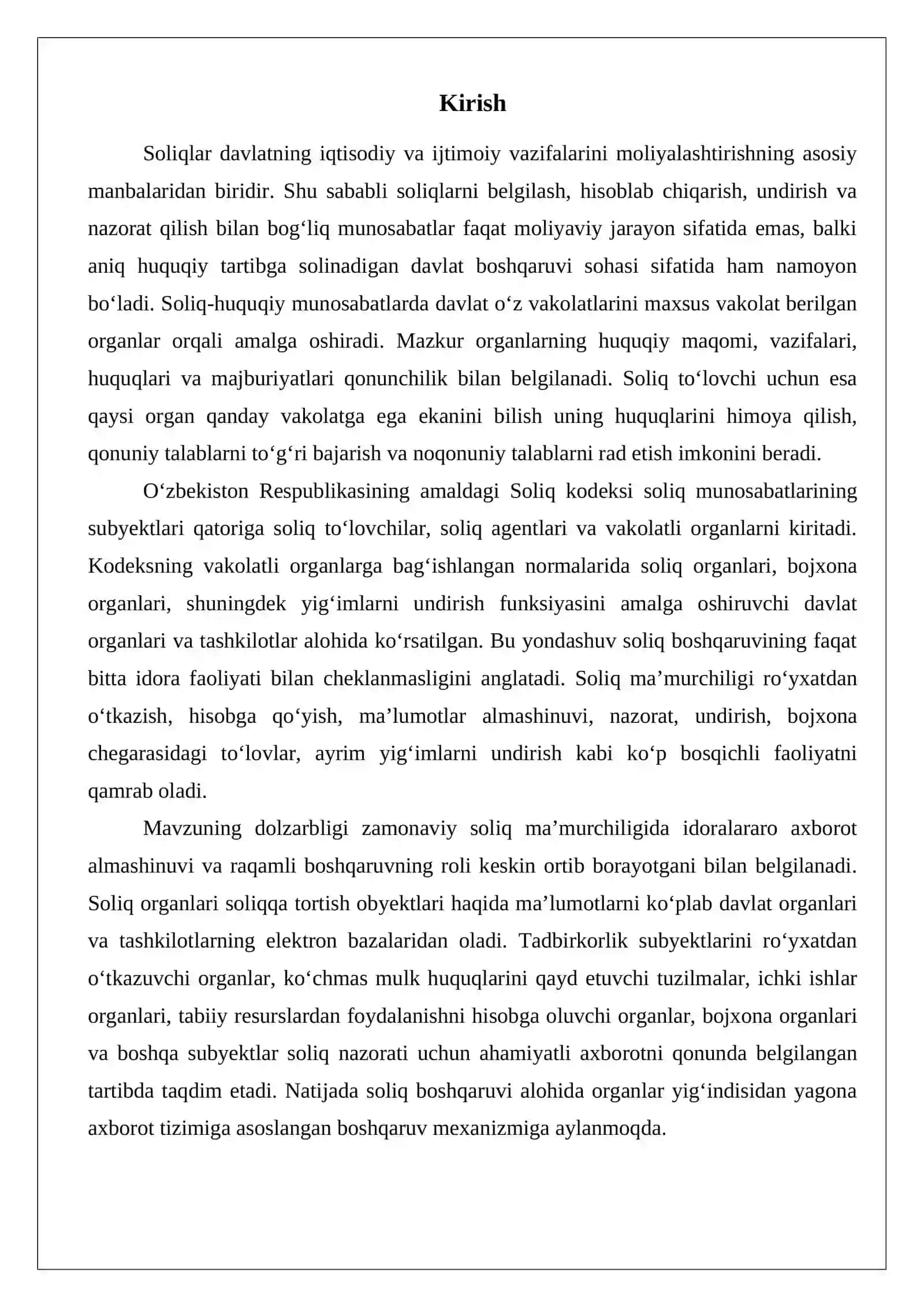 Soliq huquqiy munosabatlar sohasida vakolatli bo‘lgan davlat boshqaruv organlari 2