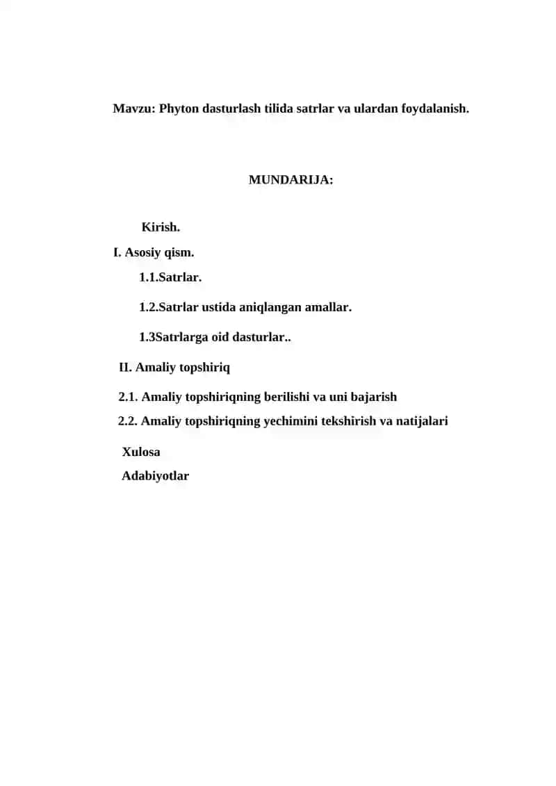 Phyton dasturlash tilida satrlar va ulardan foydalanish 2