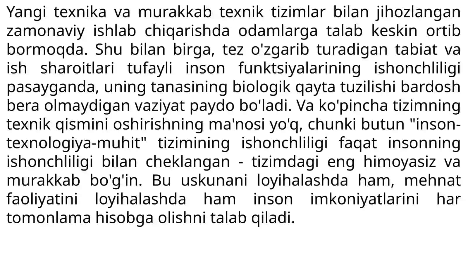 Inson-mashina tizimini ergonomik loyihalash 2