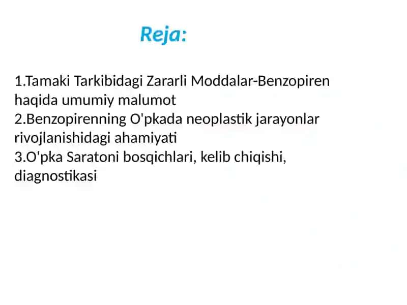 Tamakidagi benzopirenning o‘pkada neoplastik jarayonlar rivojlananishidagi ahamiyati 2