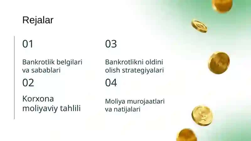 Korxonaning iqdisodiy nochorligini (bankrotligi) baholash va tahlil qilish 2