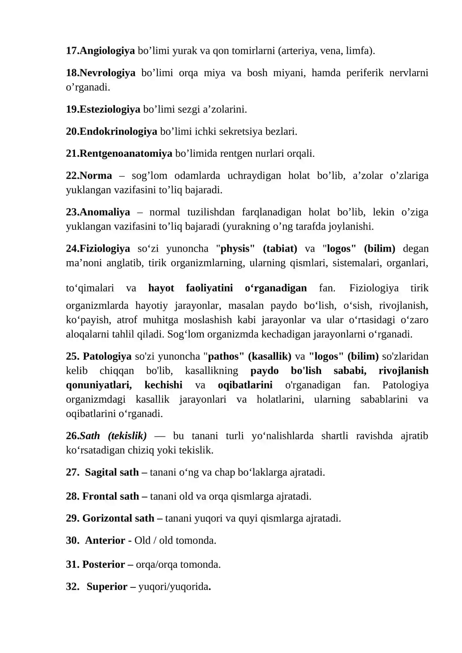ANATOMIYA,FIZIOLOGIYA VA PATOLOGIYA FANIGA 2