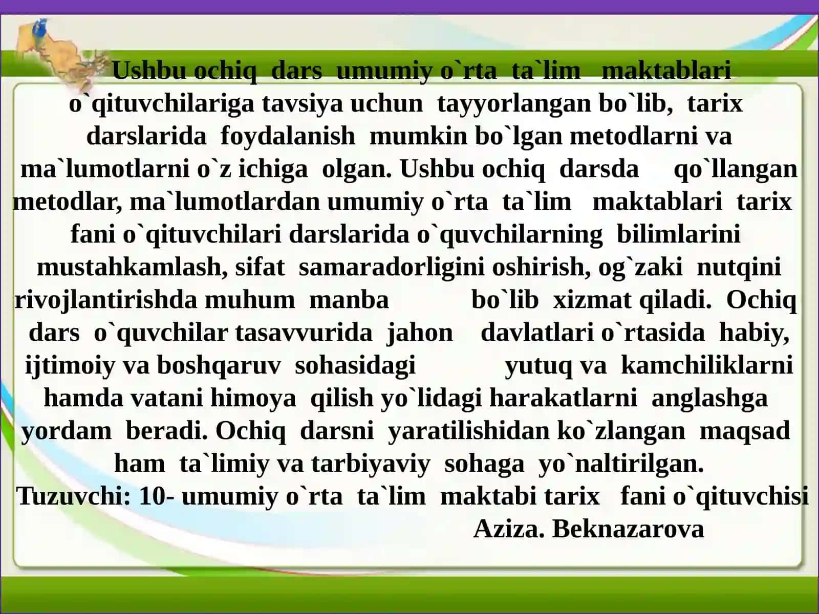 8-sinf Jahon tarixi fanidan ochiq dars ishlanma. XVI-XVIII asrlarda Eron 2