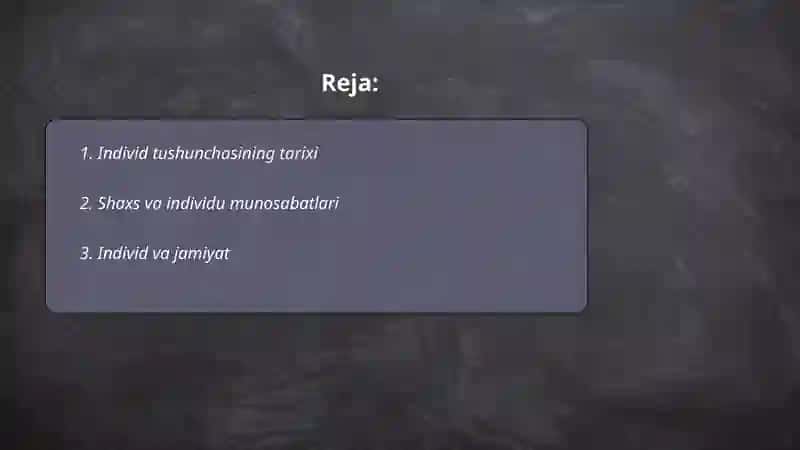 Individ, shaxs, individuallik tushunchalari 2