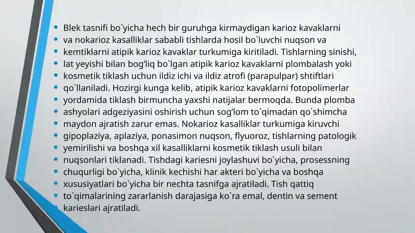 FANTOMLARDA I SINF KARIOZ BO'SHLIQLARINI CHARXLASH VA PLOMBALASH 2