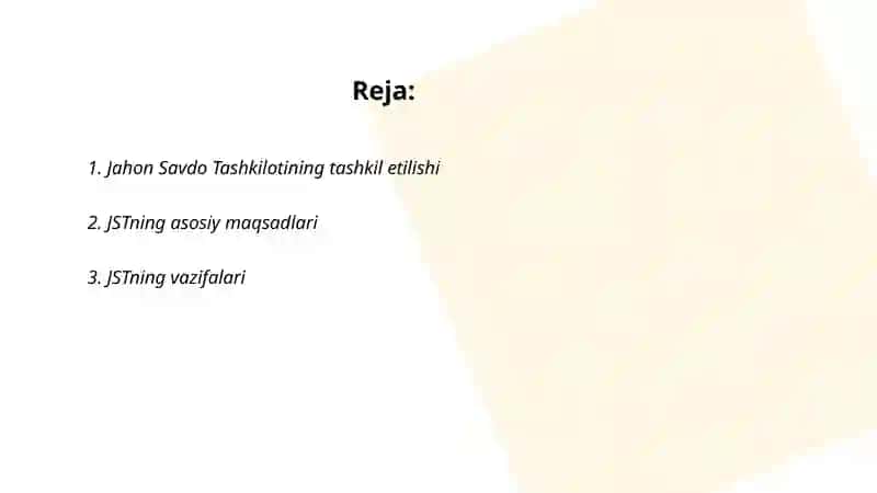Jahon savdo tashkiloti qanday tashkilot, faoliyati, yoʻnalishi va vazifalari 2
