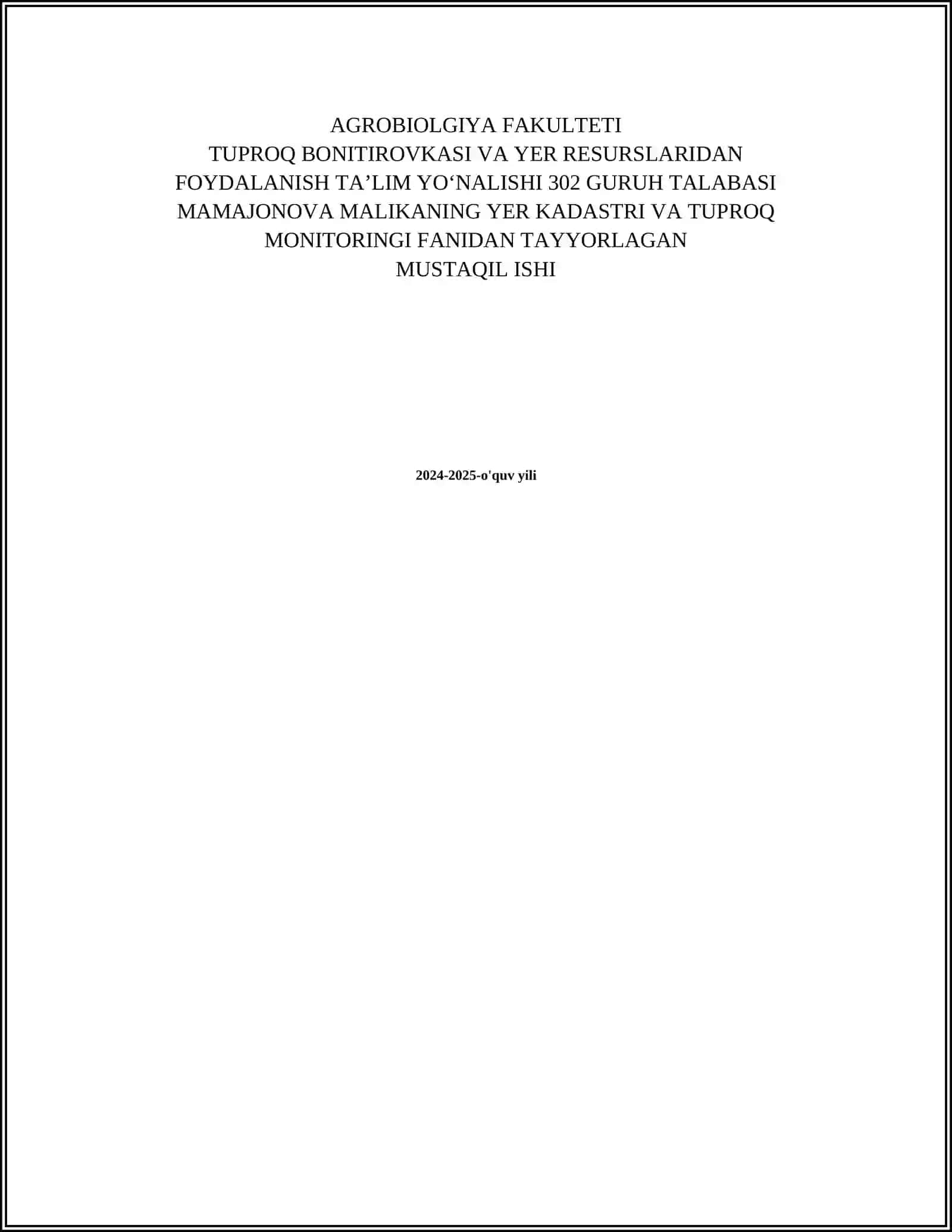 SUGʻORILADIGAN YERLARNI UNUMDORLIGI BÔYICHA BAHOLASH 2