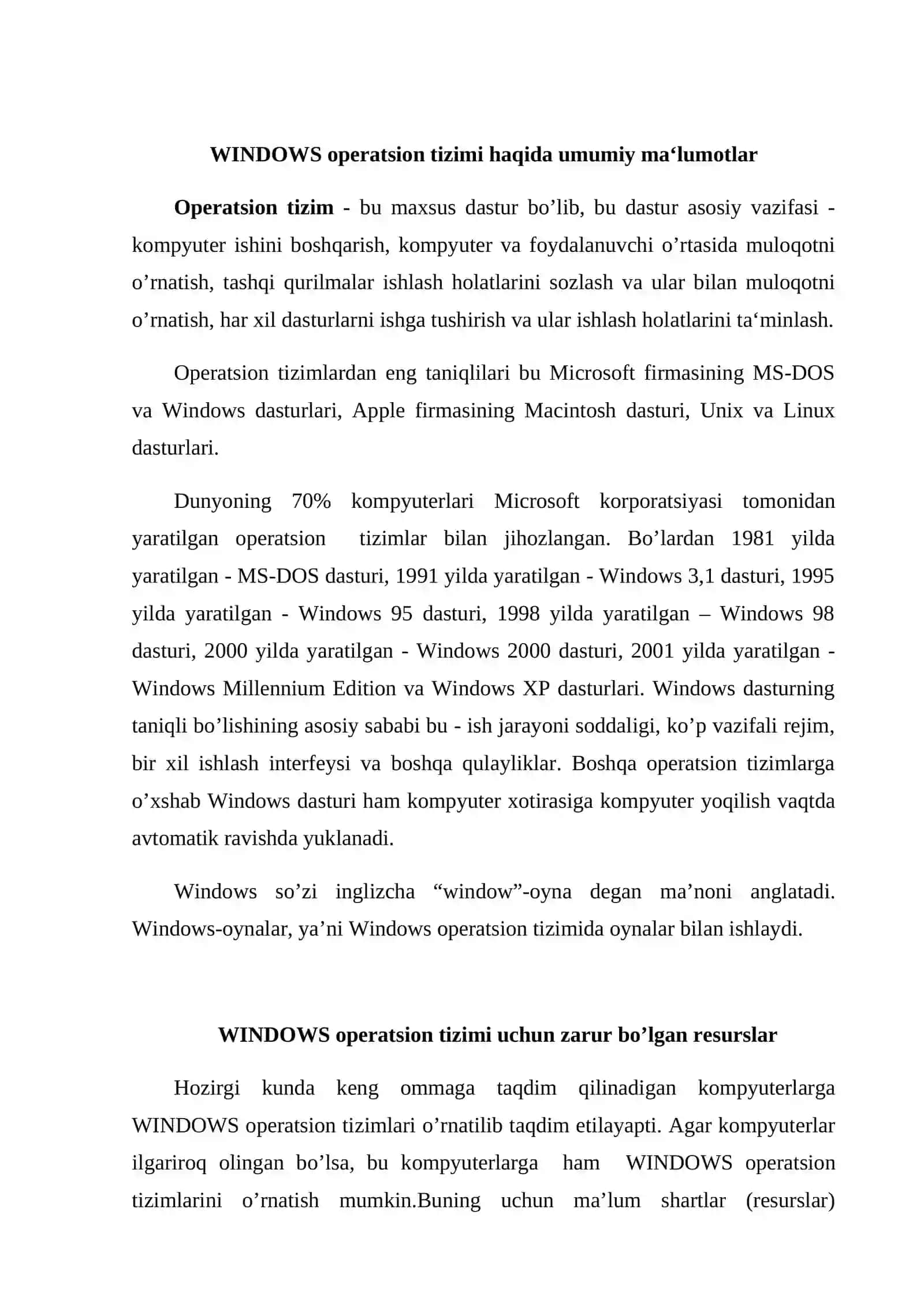 Windows operatsion tizimi 2
