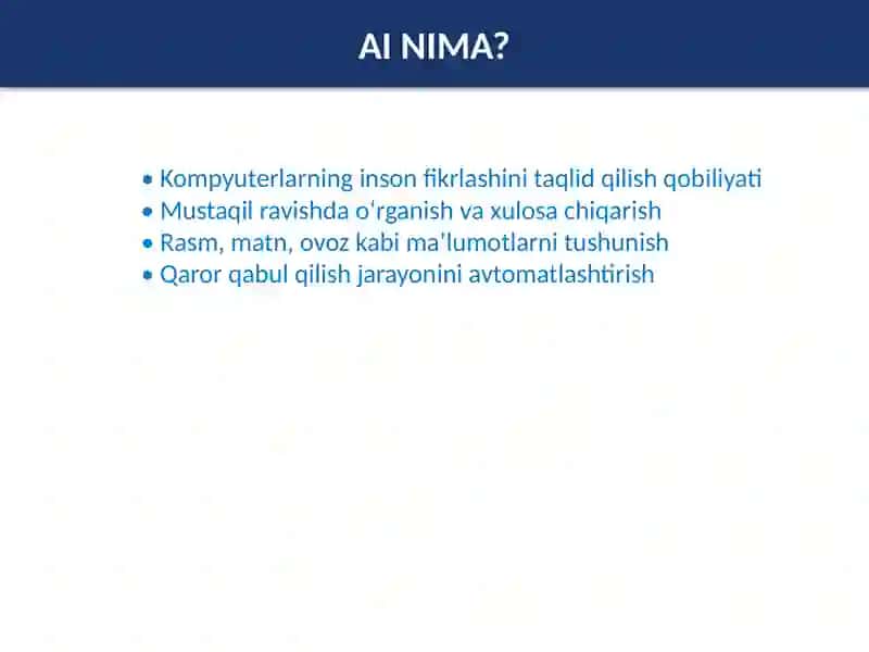 SUN’IY INTELLEKT (AI) 2