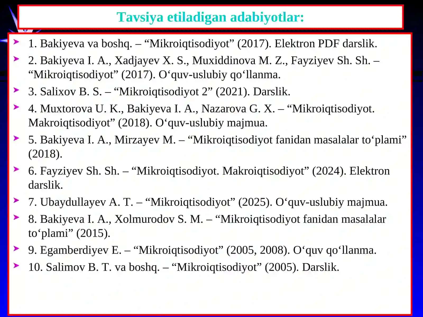 Mikroiqtisodiyotda iqtisodiy bazis tushunchalar 2