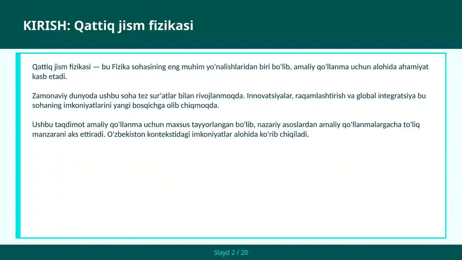 Qattiq Jism Fizikasi Kristall - Amaliy Qo'llanma 2
