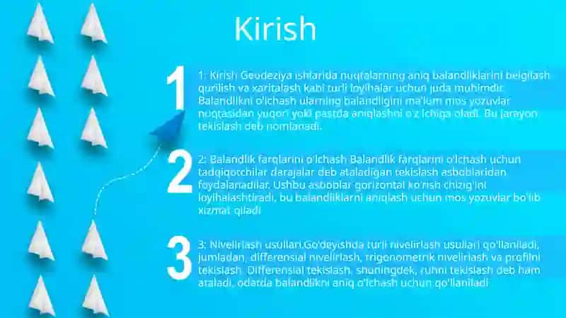 Nuqta Balandligini O'Lchash. Nivelirlash Usullari 2