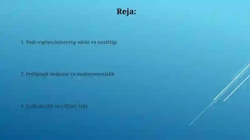 Yosh o'qituvchilarning odobi va nozikligi 2