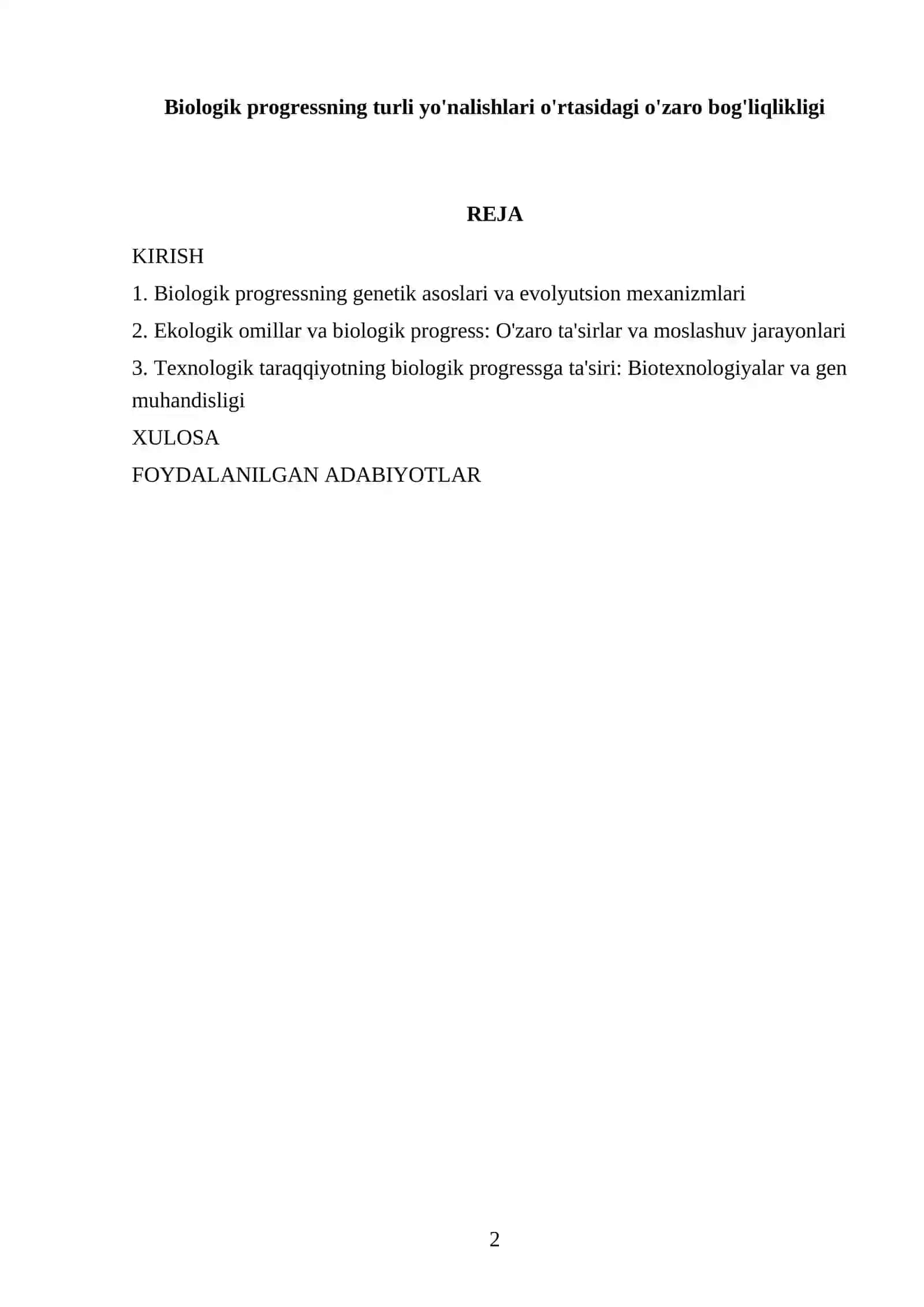 Biologik progressning turli yo'nalishlari o'rtasidagi o'zaro bog'liqlikligi 2